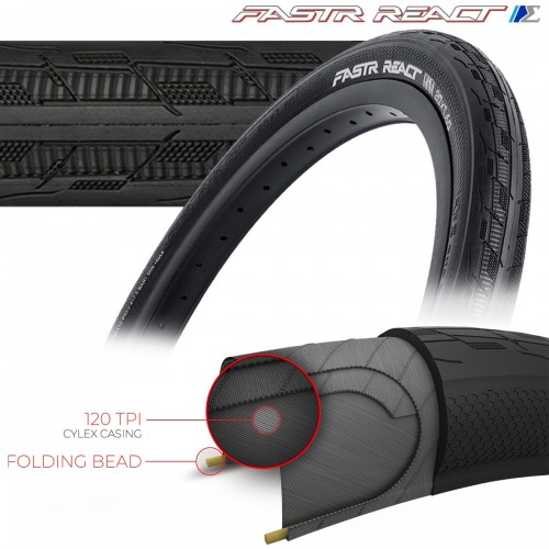 TIOGA FASTR REACT S-SPEC TIRES - 120 TPI - FOLDING BEAD Sizes
