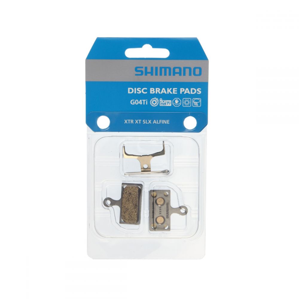 Pastillas freno disco metalicas Shimano G03Ti/G04Ti titanio para Deore,  SLX, XT, XTR, Alfine