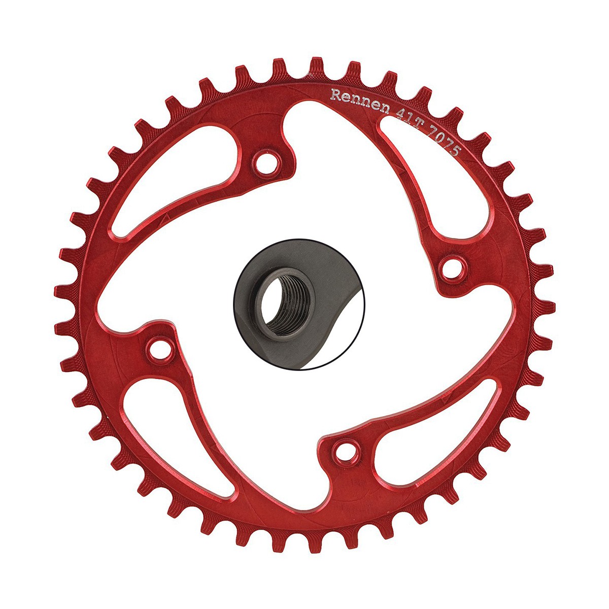 RENNEN CHAINRING 104MM THREADED Color Red Number of Teeth 45.9