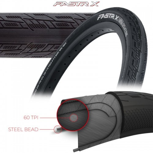 TIOGA FASTR-X BLK TIRES - 60 TPI - STEEL BEAD