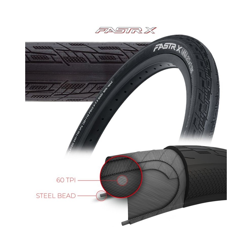 TIOGA FASTR-X BLK TIRES - 60 TPI - STEEL BEAD