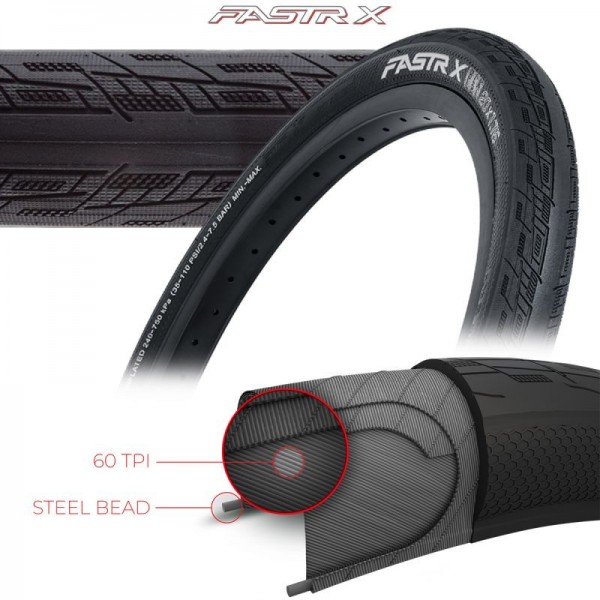 TIOGA FASTR-X BLK TIRES - 60 TPI - STEEL BEAD