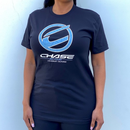 CHASE BICYCLES ROUND ICON BLACK/BLUE T-SHIRT